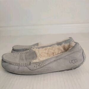 Ugg Womens Sz 7 Ansley Loafers Slip On Moccassins Slippers Suede Gray 3312